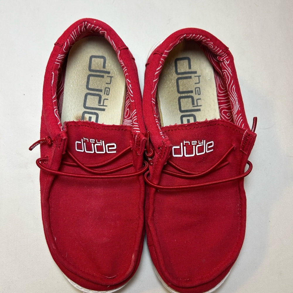 Hey Dude Kids Moccasins in Bold Red
